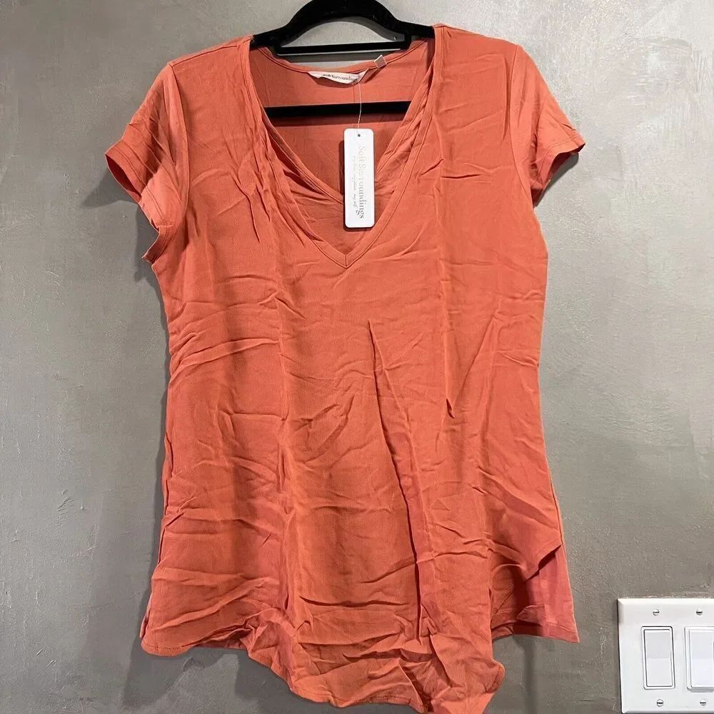 Soft Surroundings Mindy Double Layer Top Orange Small NWT